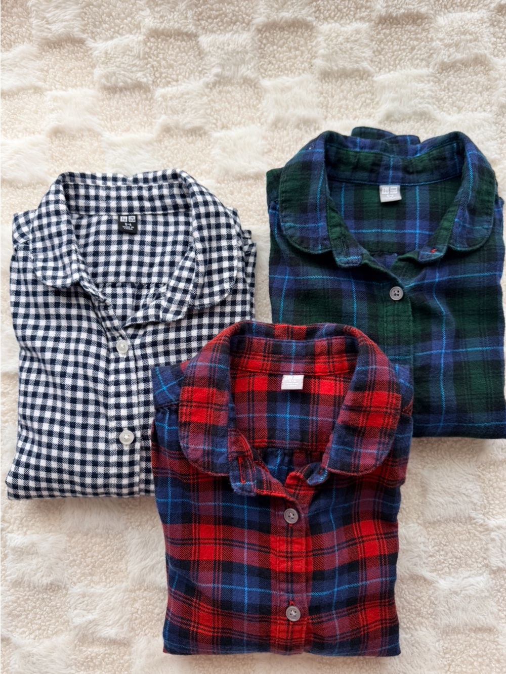 Uniqlo Multiple Plaid Casual Button-Down Shirt Girls Size 5-6